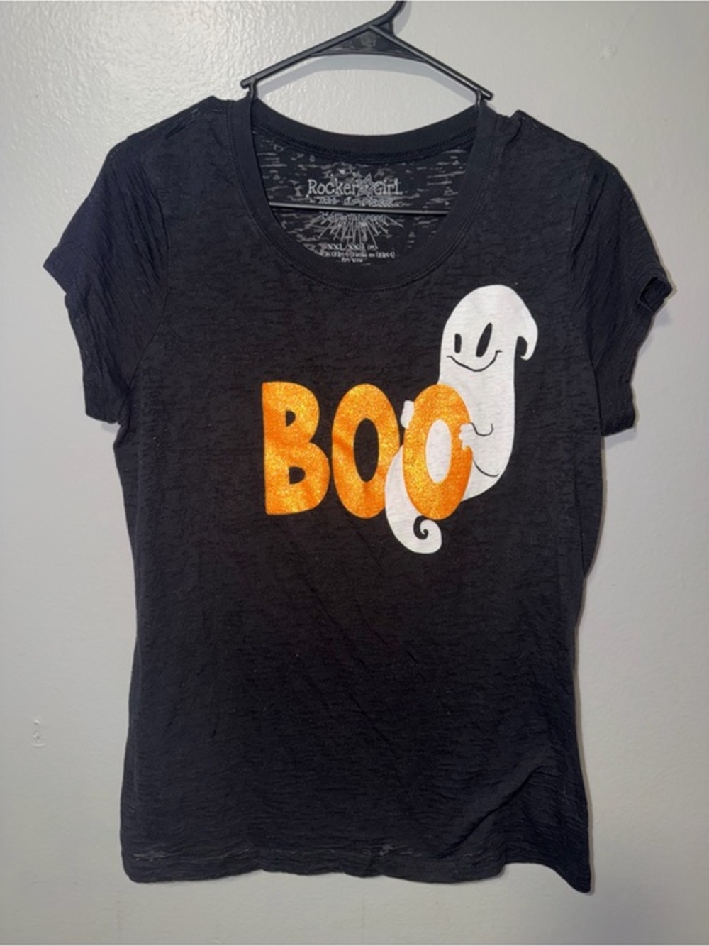 Rocker Girl Women's Black 'BOO' Ghost Graphic Tee